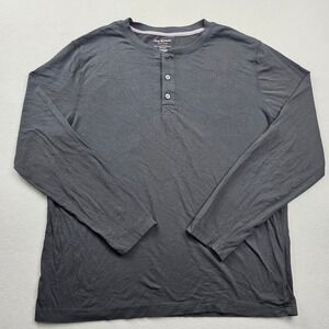 Isaac Mizrahi New York Mens XL Black Long Sleeve Henley Shirt 3 Button Casual